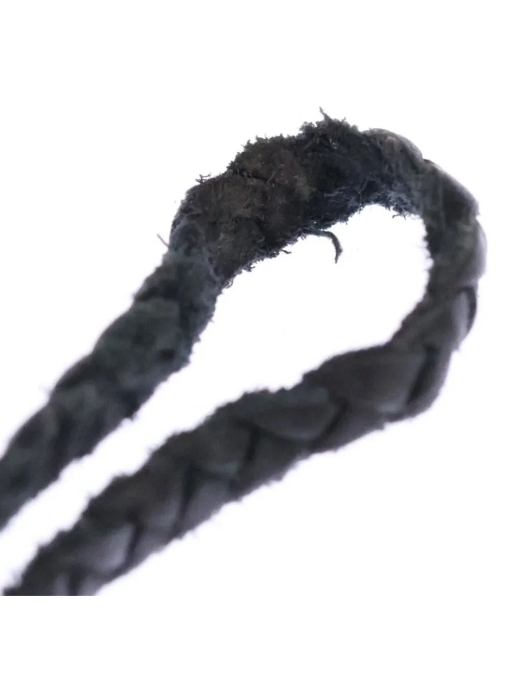 Chrome Hearts Leather Braid Scroll Necklace Black Silver
